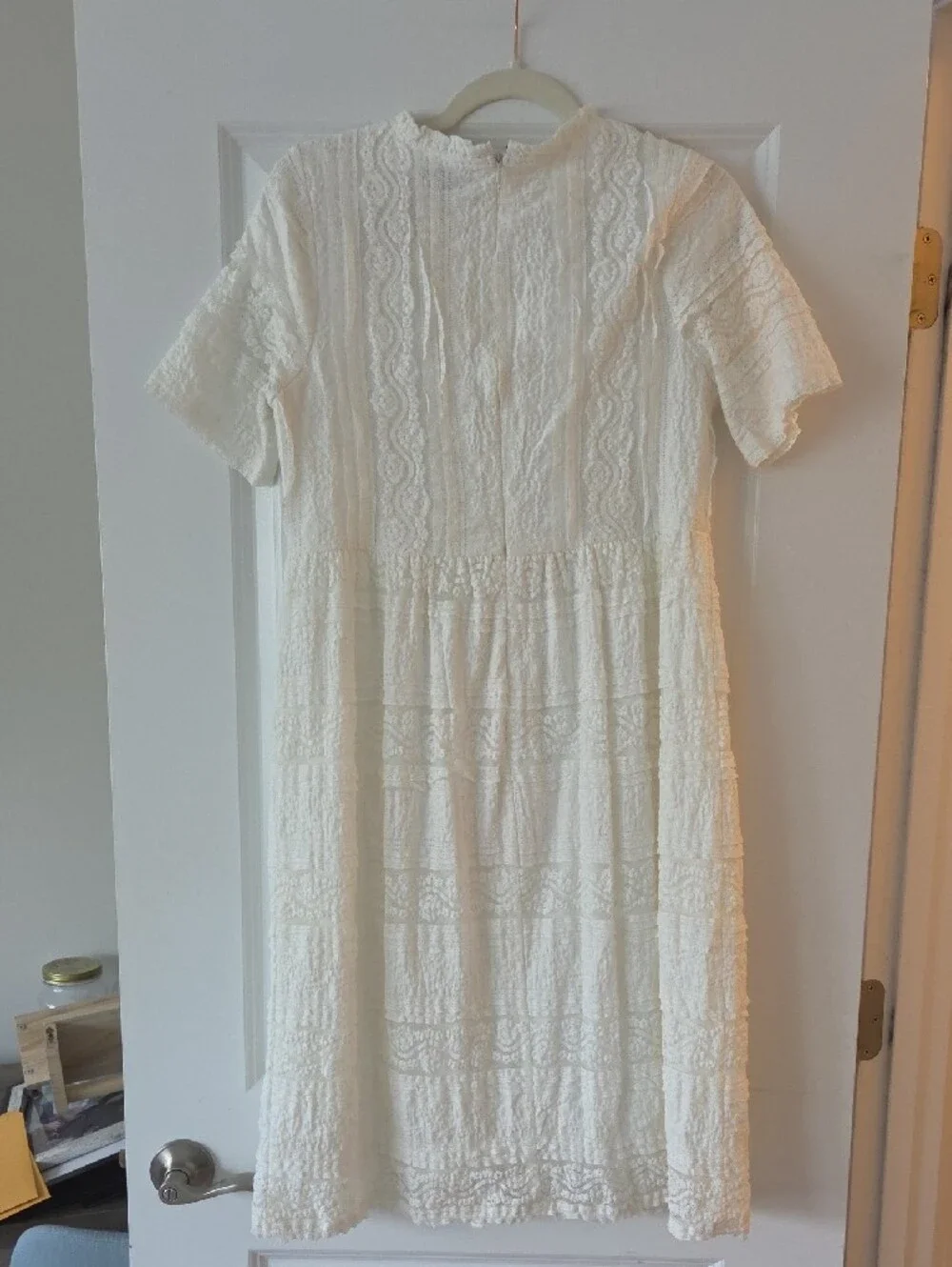 Polagram Ivory Textured Lace Midi Dress - Picture 8 of 9